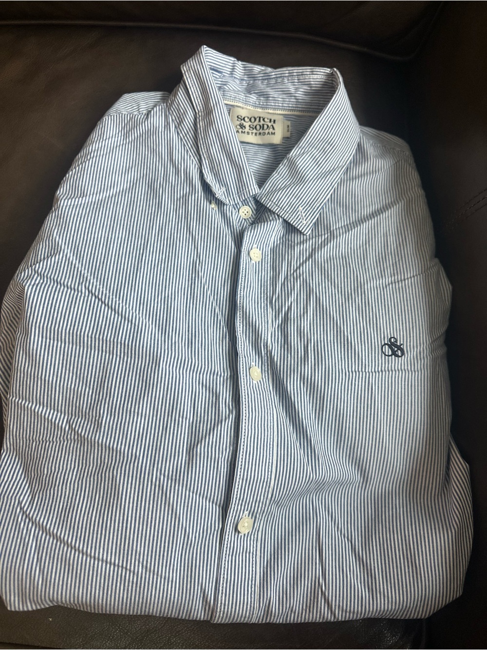Scotch & Soda Blue and White Pinstripe Button-Down Shirt